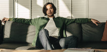 Load image into Gallery viewer, The Inverness Bomber in Olive Knit Quilt
